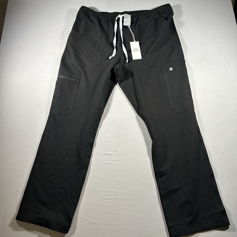 Men's FIGS Cairo Technical Collection Cargo Scrub Pants Black XL NWT